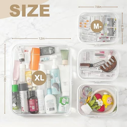 Clear Hard Shell Zipper Pouches, Clear Zipper Bags, Hard Case Pouches for Purse & Diaper Bag Organizer,and Travel Essentials (XXL+3M) - size: XXL+3M