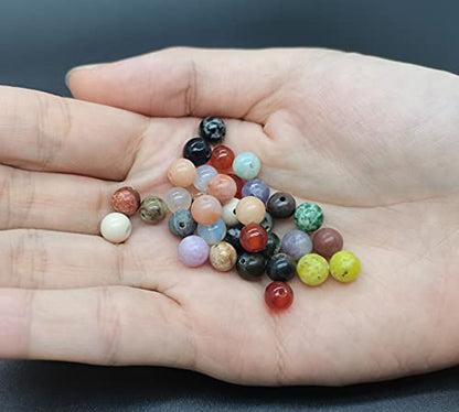 1200pcs 6mm Natural Round Stone Beads - Gemstone Loose Beads Hole Size 1mm for Bracelet Necklace Earrings Jewelry Making, Box Packed (24 Material-2, 6mm) - color: 24 material -2,6mm, size: 6mm