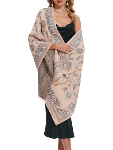 Women's Reversible Pashmina Shawl Wrap for Women Big Scarf Holiday Gifts - color: 07-pink-white
