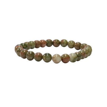 Marka JewelryNatural Unakite Gemstone Bracelet Round Loose Beads 8mm| Handmade Semi-Precious Gemstone Stretch Bracelet for Men & Women