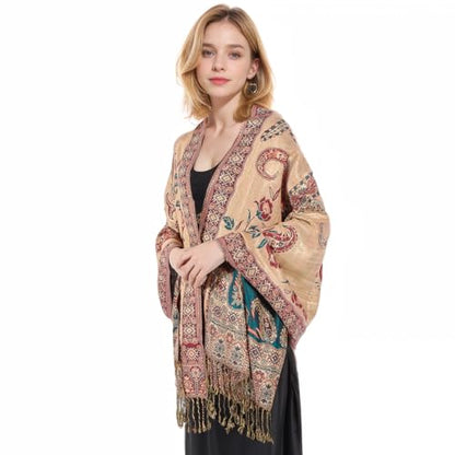 MUQU Women Pashmina Shawls and Wraps Scarf Soft Silky Reversible Paisley Scarves Shawl for Women - color: Green-b2