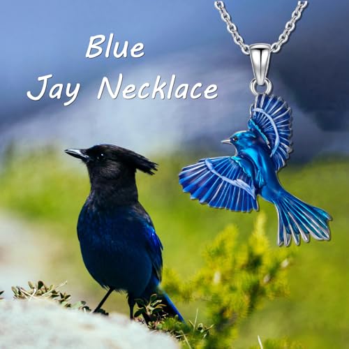 Hummingbird/Phoenix/Owl/Dove/Flamingo/Raven/Blue Jay/Cardinal/Peacock/Eagle/Parrot/Robin Necklace for Women 925 Sterling Silver Bird Pendant Necklace Animal Jewelry Gift for Mother Wife - style: Blue Jay Necklace