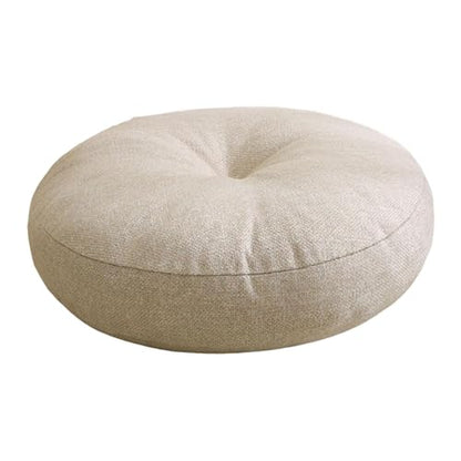 Meditation Cushion Round Floor Pillow Premium Cotton Linen Multifunctional 50x15cm for Tea Ceremony Chair Sofa Bedroom Office, Beige - color: Beige
