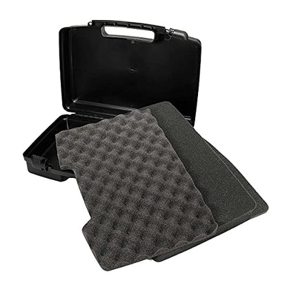 Small Hard Case with Foam, 10" Lightweight Pluck Foam Padded Protection Carrying/Storage Case - Customizable Interior for GoPro, Camera, iPhone, Tablet, Black - Outer Size:10.5” x 8.5” x 3” - style: Inner 10" X 6.2" X 2.8"