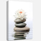 QIXIANG White Lotus Flower Canvas Wall Art Zen Stone Lotus Reflected on the Water Picture Prints for Serene Home Zen Enthusiasts Home Framed(Lotus-A,16.00" x 24.00") - color: Lotus-A, size: 16L" x 24W"
