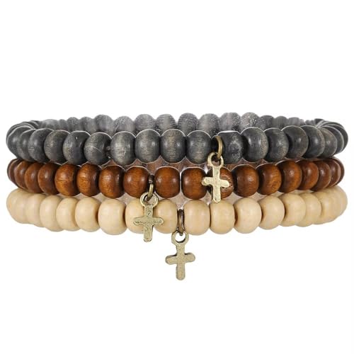 Todu Boho Bracelets Vintage African Turpine Coconut Shell Stackable Wooden Beaded Bracelets for Women Men Bohemian Ethnic Summer Beach Vacation Holiday Jewelry - style: Style B