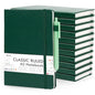 feela 12 Pack Notebooks Journals Bulk with 12 Black Pens, A5 Hardcover Notebook Classic Ruled Journal Set with Pen Holder for School Business Work Travel Writing, 120 GSM, 5.1”x8.3”, Dark Green - color: 12 Pack dark green