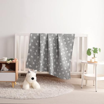 NTBAY 3 Layer Oversized Muslin Cotton Toddler Blanket, Jacquard Reversible Nursery Bed Blanket, Super Soft and Thermal for All Seasons, Baby Gift, 45"x60", Dark Grey Elephant - color: Dark Grey Elephant, size: 45x60 Inch (Pack of 1)