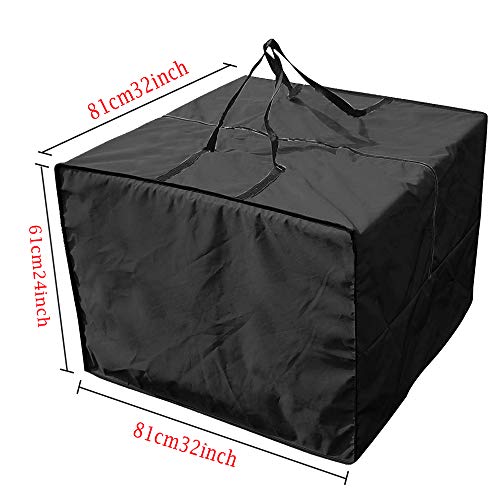 Zulux Outdoor Cushion Storage - Durable 210D Patio Cushion Bag with Zippered Closure and Handles - 32" x 32" x 24" Capacity - color: Black