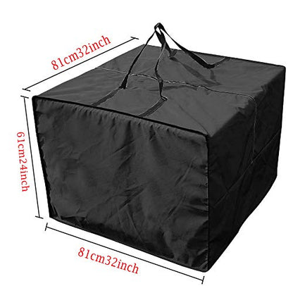 Zulux Outdoor Cushion Storage - Durable 210D Patio Cushion Bag with Zippered Closure and Handles - 32" x 32" x 24" Capacity - color: Black