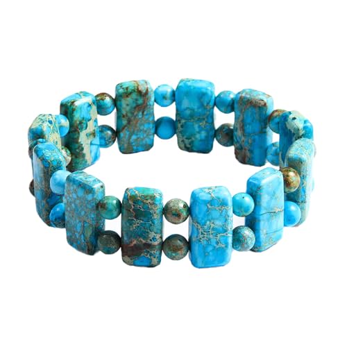 Yomisa Boho Beaded Bracelets for Women,Natural Chakra Turquoise Stone Jasper Bead Bracelet for Womens,Bohemian Handmade Stretch Beads Friendship Bracelets,Healing Trendy Western Jewelry Gifts - color: Turquoise