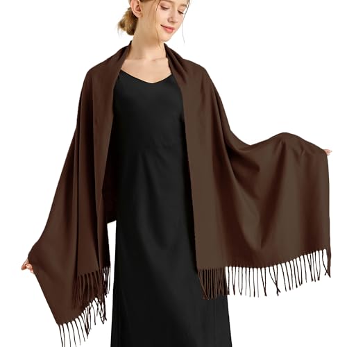 Ciormis Pashmina Scarf for Women, Soft Pashminas Shawls and Wraps for Evening Dresses, Wedding Bride Bridesmaid Shawls Scarf - color: M# Coffee
