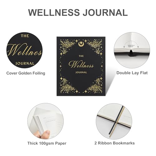 &And Per Se Wellness Journal, Self Care & Daily Journal for Women, Mental Health Planner with Habit Tracker, Diet & Goals, Undated, Gift-Ready (Stardust Black) - color: K-Stardust Black