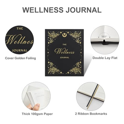 &And Per Se Wellness Journal, Self Care & Daily Journal for Women, Mental Health Planner with Habit Tracker, Diet & Goals, Undated, Gift-Ready (Stardust Black) - color: K-Stardust Black