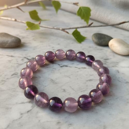 The Alchemist's Arcanum Adjustable Beaded Wrist Accessory for Men and Women, Stretch Fit Stone Bead Jewelry for Daily Wear and Gifting - color: Amethyst