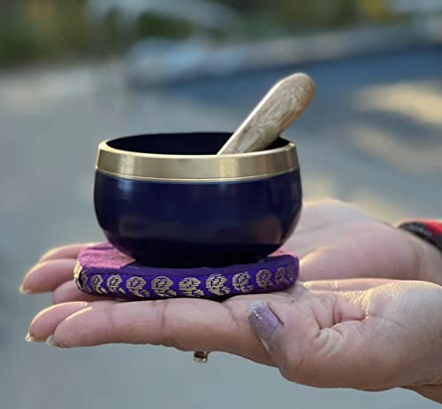 Chakra Singing Bowls with Wooden Striker & Cushion Gift Box Set | Lift Vibration & Frequency; Sound Therapy; Holistic Healing, Meditation & Relaxation Mindfulness Mantra (Crown) - color: Crown Chakra