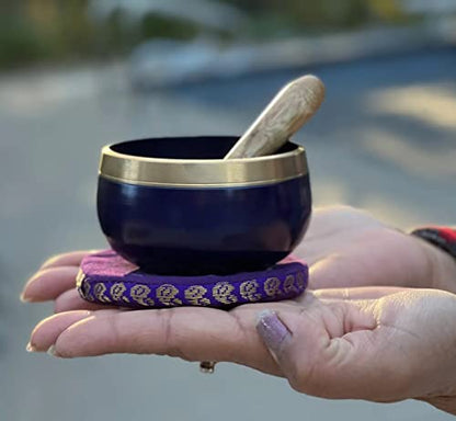 Chakra Singing Bowls with Wooden Striker & Cushion Gift Box Set | Lift Vibration & Frequency; Sound Therapy; Holistic Healing, Meditation & Relaxation Mindfulness Mantra (Crown) - color: Crown Chakra
