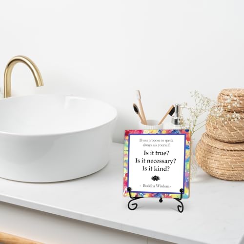 Buddha Life Quote Desk Decor, Funny Office Inspirational Gifts for Family Friends, Meditation Room Tabletop Decor, Zen Home Office Wooden Plaque Sign with Stand (J06) - style: Life