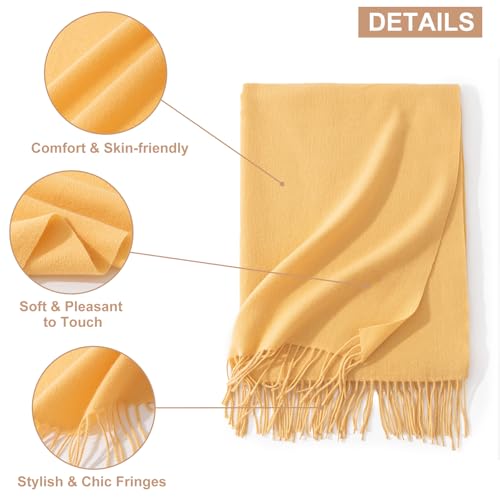 Sumolux Scarf for Women Pashmina Shawls Wraps for Evening Dresses Wedding Bridesmaid Gifts Winter Warm Soft Scarves - color: Yellow