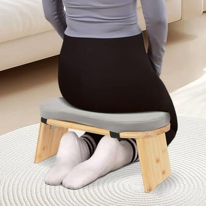 Meditation Bench, Foldable& Ergonomic Meditation Stool, Foldable Kneeling Meditation Bench, Seiza Bench Wooden Meditation Stool Chair Zen Lotus Yoga Stool Floor Sitting Prayer Bench Removable