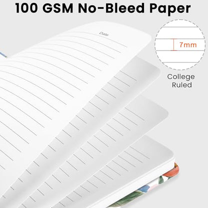Lined Spiral Journal Notebook, A5 College Ruled Notebook for Journaling, Note-Taking, and Daily Planning, Durable Hardcover with an Elegant Design, Bloom - color: Z.Bloom
