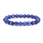 Amandastone Natural Gemstone 8mm Round Beads Stretch Bracelet 7 Inch - color: Blue Cyanite