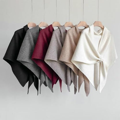Pashmina Shawl Wraps for Women Knitted Shawls Scarf Solid Color Lightweight Poncho Wrap Tops Fall Winter Clothing - color: Khaki