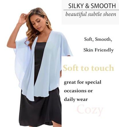 Baoqiya Chiffon Shawl Evening Scarf Shawls and Wraps for Women Wedding Party Bridal Scarves Cover Ups - color: Sky Blue