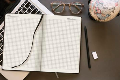 Plexon Graph Paper Notebook, Notebook Journal 160 Pages, Graph Notebook Medium 5.7 inches x 8 inches, 120 GSM Thick Paper, Black, Hardcover - color: Black, style: Graph