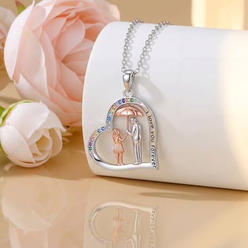 YFN Daughter Gifts from Dad 925 Sterling Silver Daughters Heart Necklace Birthday Christmas - color: Father Daughter Necklace07