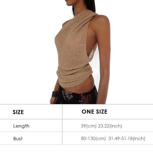 Women Sheer Poncho Top Summer Knit See Through Shrug Sweater Shawl Wrap Beach Cover Up KCSST001 - color: Camel