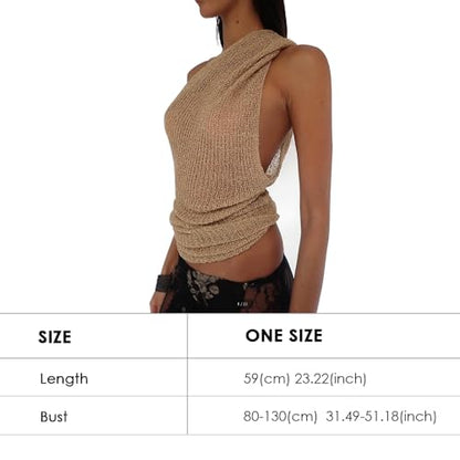 Women Sheer Poncho Top Summer Knit See Through Shrug Sweater Shawl Wrap Beach Cover Up KCSST001 - color: Camel