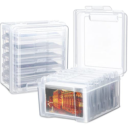 Yungyan 2 Count 4 x 6 Inch Photo Storage Boxes Craft Organizer Cases Picture 12 Inner Photo Cases Plastic Box Scrapbooking Clear Containers Storage Box for Photos Seeds Card Stamps Tasks Stickers