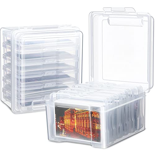 Yungyan 2 Count 4 x 6 Inch Photo Storage Boxes Craft Organizer Cases Picture 12 Inner Photo Cases Plastic Box Scrapbooking Clear Containers Storage Box for Photos Seeds Card Stamps Tasks Stickers