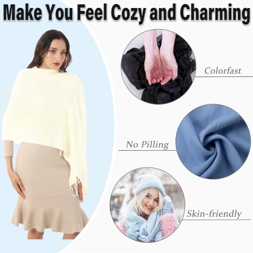 TwoYek Womens Scarf Pashmina Shawls and Wraps for Evening Dress Wedding Bridesmaid Gift - color: Off-white