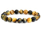 Amandastone Natural Gemstone 10mm Round Beads Stretch Bracelet 7 Inch - color: Golden Blue Tiger Eye