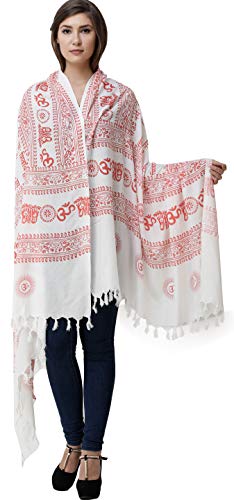 Exotic India Printed Om Namah Shivai Prayer Shawl - PolyCotton
