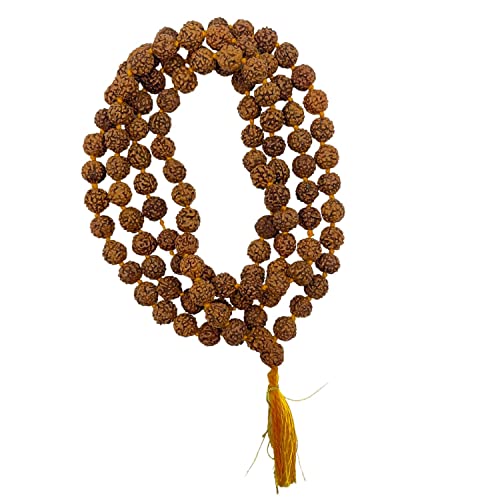 NAISHA Rudraksha Mala 108+1 Beads Necklace, Seed Bead Natural Himalaya 5 face Panch Mukhi Rudraksha Seed, Prayer Beads, Wrist Mala Wrap, Jaap Mala, Bracelet Bead Size 7 mm (1 Pack)…