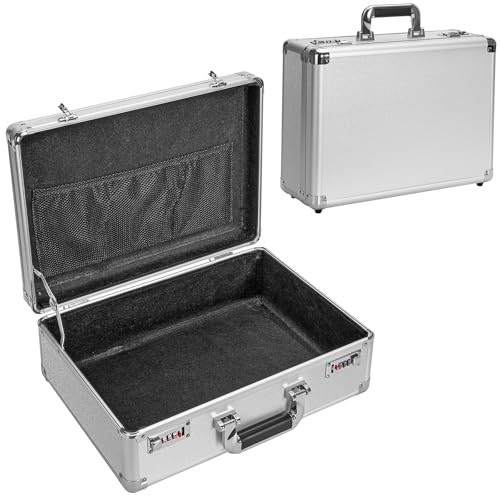 File Organizer Storage Box - 16.9 x 12.2 x 6.3 Inch Large, Portable Locking Storage Totes with Dual Combination Locks for Cash, Documents & Valuables - Silver - color: Silver, size: Large