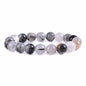 Justinstones Gem Semi Precious Gemstone 10mm Round Beads Stretch Bracelet 7 Inch Unisex - color: Black Tourmaline Rutilated Quartz
