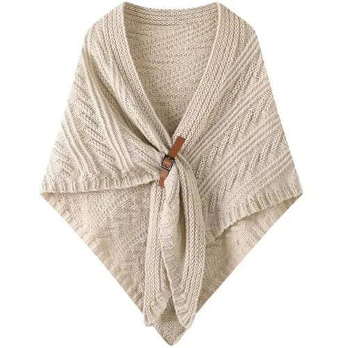 WaJuemy Pashmina Shawl Wraps for Women Cross Sweater Shawls and Wraps Cardigan Cape Front Poncho Knit Cashmere Sweater Shawl - color: 08 Ivory L
