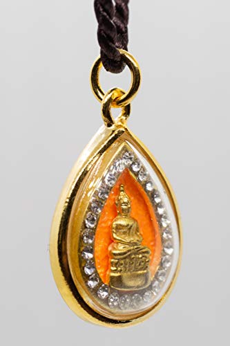 Artschatz Weekday Birthday Buddha Golden Colorful Thai Pendant, Amulet, Necklace, Charm, Sunday, Monday, Tuesday, Wednesday, Thursday, Friday, Saturday - style: Thursday - Phra Samathi “Meditation”