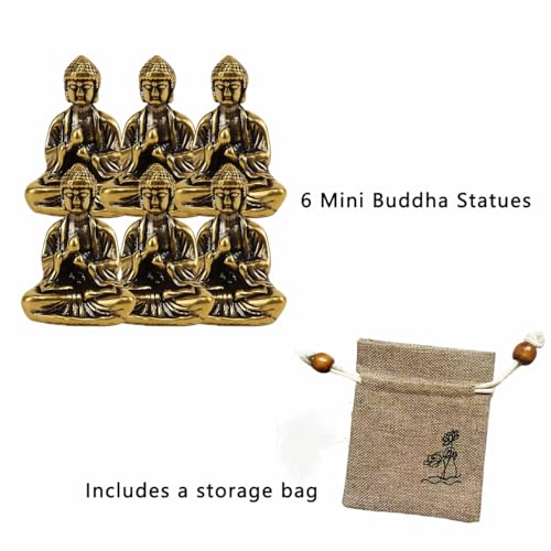 6 Pcs Mini Buddha Figures，Small Buddha Statue