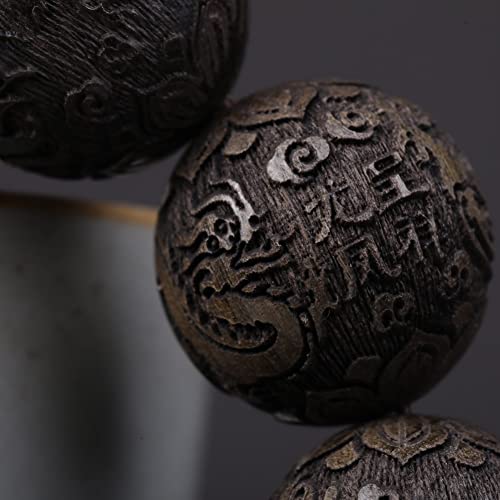 Zen Dear Unisex Burried Ebony Prayer Beads Buddha Buddhist Prayer Beads Meditation Mala Necklace Bracelet - style: Carving 20mm 12 Beads