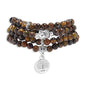 Tree of Life Charm Bracelet or Necklace - 108 Buddha Beads, Handmade Mala Meditation Jewelry, Prayer Beads for Yoga - style: Brown Tiger Eye