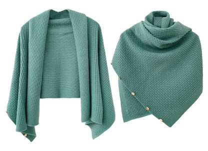 Shawl Wraps Women Fashion Knitted Shawls and Wraps Cardigan Cape Crochet Winter Shoulder Top Sweater Shawl Scarf - color: A Green