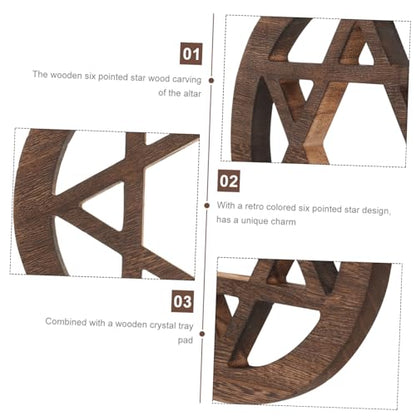 HOOTNEE Wooden Star Altar Decor Carving for Rituals Retro Style Ceremony Ornament for Home Decoration and Spiritual Practices Versatile Mat for Altar Wall Art
