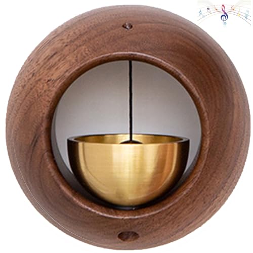 Shopkeepers Bell for Door Opening Magnetic Wood Doorbell with Brass Bell Door Chime for Entrance, Wall, Store, Wardrobe, Fridge - color: Dark Walnut, size: Small - Round