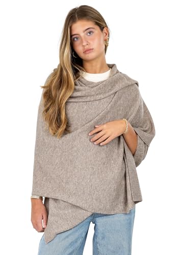 Velanio Cashmere Luxury Knitted Wrap Travel Shawl Scarf, Pashmina Stole, All-Season Scarf for Women Cashmere Wool Blend - color: Silver Grey