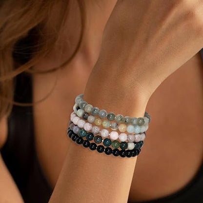 BOMAIL 9Pcs Healing Crystal Bracelets for Women Men 4mm 6mm 8mm Natural Stone Beaded Stretch Bracelet Set Handmade Gemstone Reiki Spiritual Jewelry Gifts - color: C:8mm